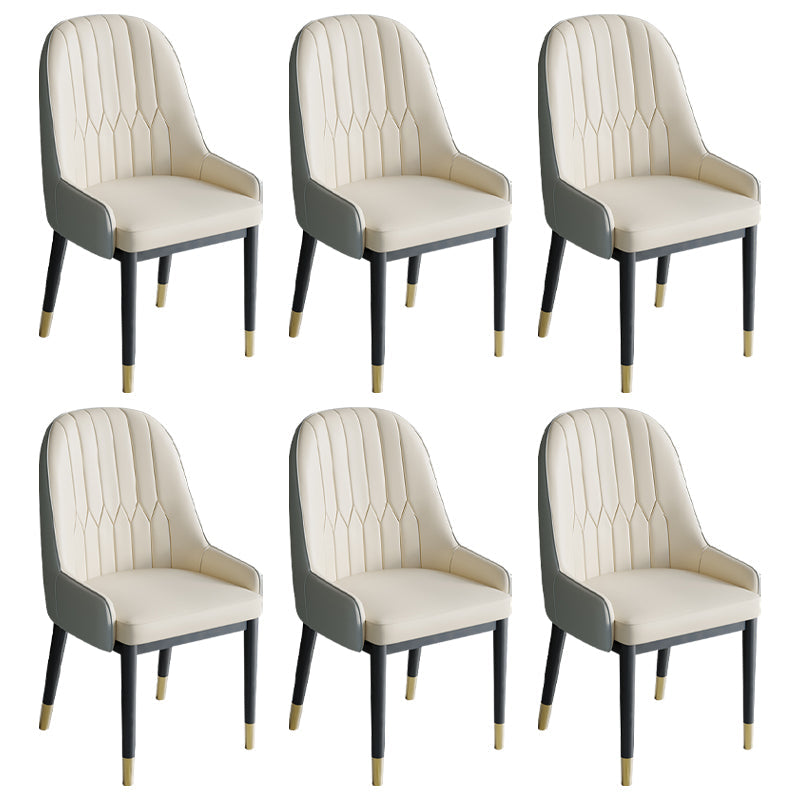 Glam Style Dining Chair Leather Parsons Side Chair for Living Room White 6 Piece Set Clearhalo 'Dining Chairs' 'Dining Tables & Seating' 'dining_chair' 'furn' 'furn_dining_chair' 'Furniture' 'Kitchen & Dining Furniture' 7618667