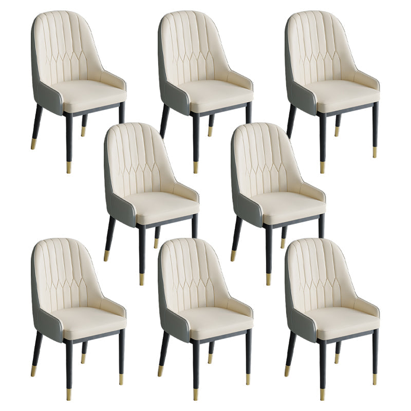 Glam Style Dining Chair Leather Parsons Side Chair for Living Room White 8 Piece Set Clearhalo 'Dining Chairs' 'Dining Tables & Seating' 'dining_chair' 'furn' 'furn_dining_chair' 'Furniture' 'Kitchen & Dining Furniture' 7618668