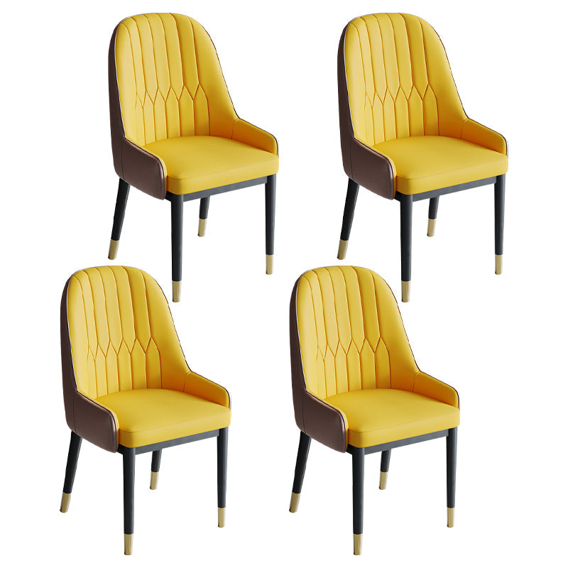 Glam Style Dining Chair Leather Parsons Side Chair for Living Room Yellow 4 Piece Set Clearhalo 'Dining Chairs' 'Dining Tables & Seating' 'dining_chair' 'furn' 'furn_dining_chair' 'Furniture' 'Kitchen & Dining Furniture' 7618670