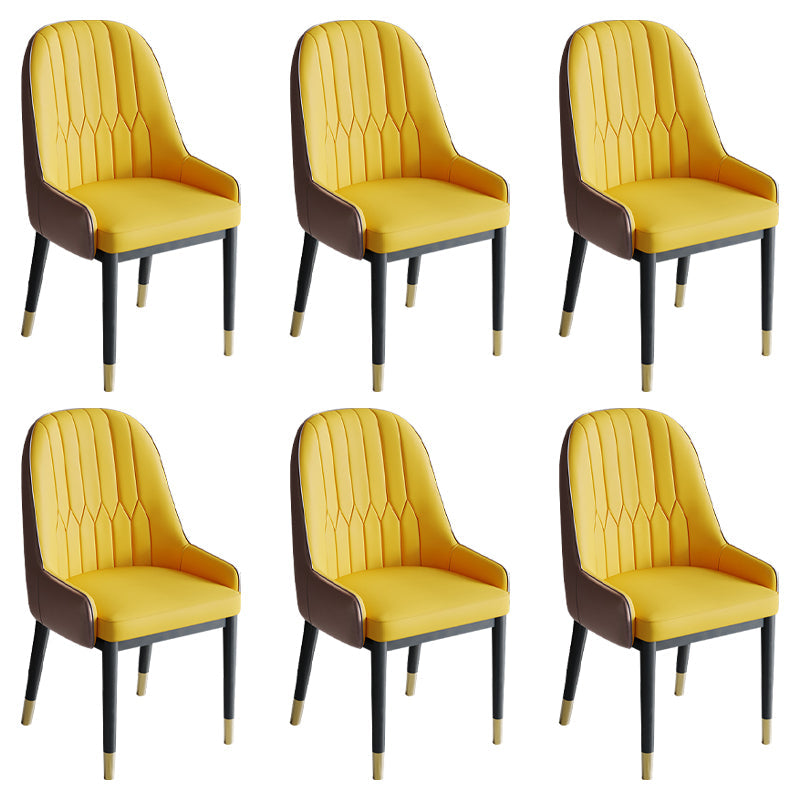 Glam Style Dining Chair Leather Parsons Side Chair for Living Room Yellow 6 Piece Set Clearhalo 'Dining Chairs' 'Dining Tables & Seating' 'dining_chair' 'furn' 'furn_dining_chair' 'Furniture' 'Kitchen & Dining Furniture' 7618671
