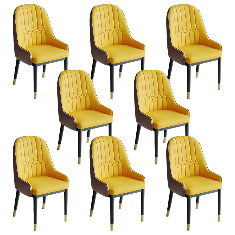 Glam Style Dining Chair Leather Parsons Side Chair for Living Room Yellow 8 Piece Set Clearhalo 'Dining Chairs' 'Dining Tables & Seating' 'dining_chair' 'furn' 'furn_dining_chair' 'Furniture' 'Kitchen & Dining Furniture' 7618672