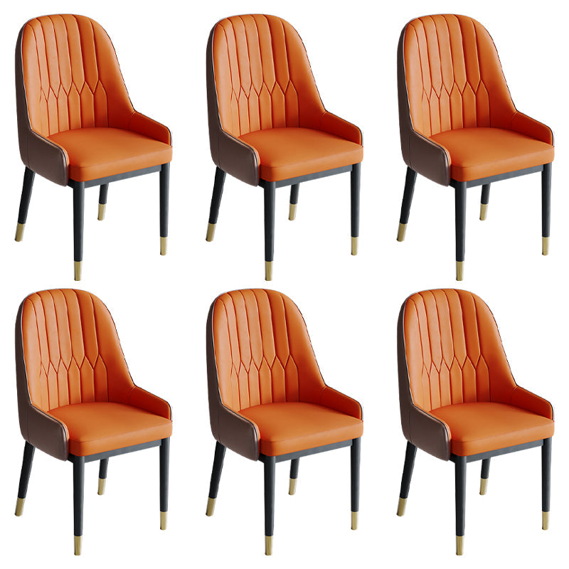 Glam Style Dining Chair Leather Parsons Side Chair for Living Room Orange 6 Piece Set Clearhalo 'Dining Chairs' 'Dining Tables & Seating' 'dining_chair' 'furn' 'furn_dining_chair' 'Furniture' 'Kitchen & Dining Furniture' 7618675