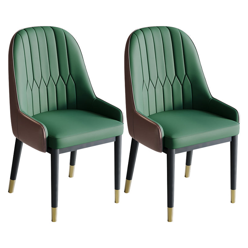 Glam Style Dining Chair Leather Parsons Side Chair for Living Room Green 2 Piece Set Clearhalo 'Dining Chairs' 'Dining Tables & Seating' 'dining_chair' 'furn' 'furn_dining_chair' 'Furniture' 'Kitchen & Dining Furniture' 7618681