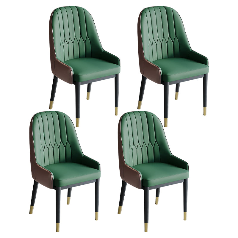 Glam Style Dining Chair Leather Parsons Side Chair for Living Room Green 4 Piece Set Clearhalo 'Dining Chairs' 'Dining Tables & Seating' 'dining_chair' 'furn' 'furn_dining_chair' 'Furniture' 'Kitchen & Dining Furniture' 7618682