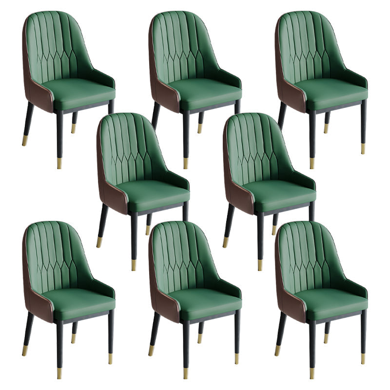 Glam Style Dining Chair Leather Parsons Side Chair for Living Room Green 8 Piece Set Clearhalo 'Dining Chairs' 'Dining Tables & Seating' 'dining_chair' 'furn' 'furn_dining_chair' 'Furniture' 'Kitchen & Dining Furniture' 7618684