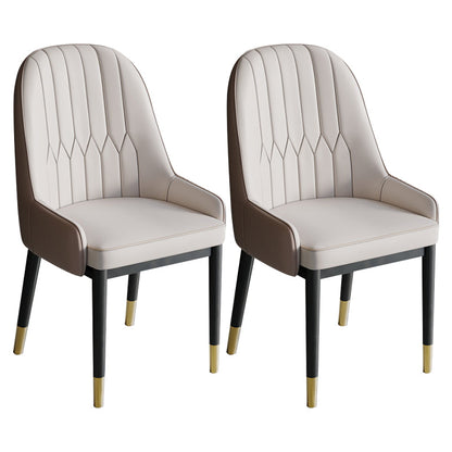 Glam Style Dining Chair Leather Parsons Side Chair for Living Room White-Brown 2 Piece Set Clearhalo 'Dining Chairs' 'Dining Tables & Seating' 'dining_chair' 'furn' 'furn_dining_chair' 'Furniture' 'Kitchen & Dining Furniture' 7618685