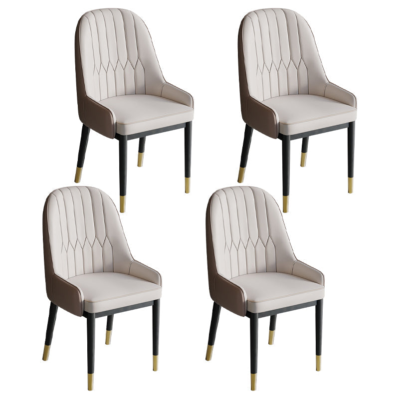 Glam Style Dining Chair Leather Parsons Side Chair for Living Room White-Brown 4 Piece Set Clearhalo 'Dining Chairs' 'Dining Tables & Seating' 'dining_chair' 'furn' 'furn_dining_chair' 'Furniture' 'Kitchen & Dining Furniture' 7618686