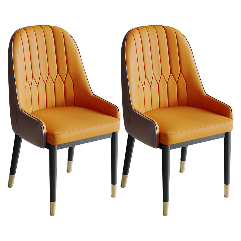 Glam Style Dining Chair Leather Parsons Side Chair for Living Room Orange 2 Piece Set Clearhalo 'Dining Chairs' 'Dining Tables & Seating' 'dining_chair' 'furn' 'furn_dining_chair' 'Furniture' 'Kitchen & Dining Furniture' 7618689