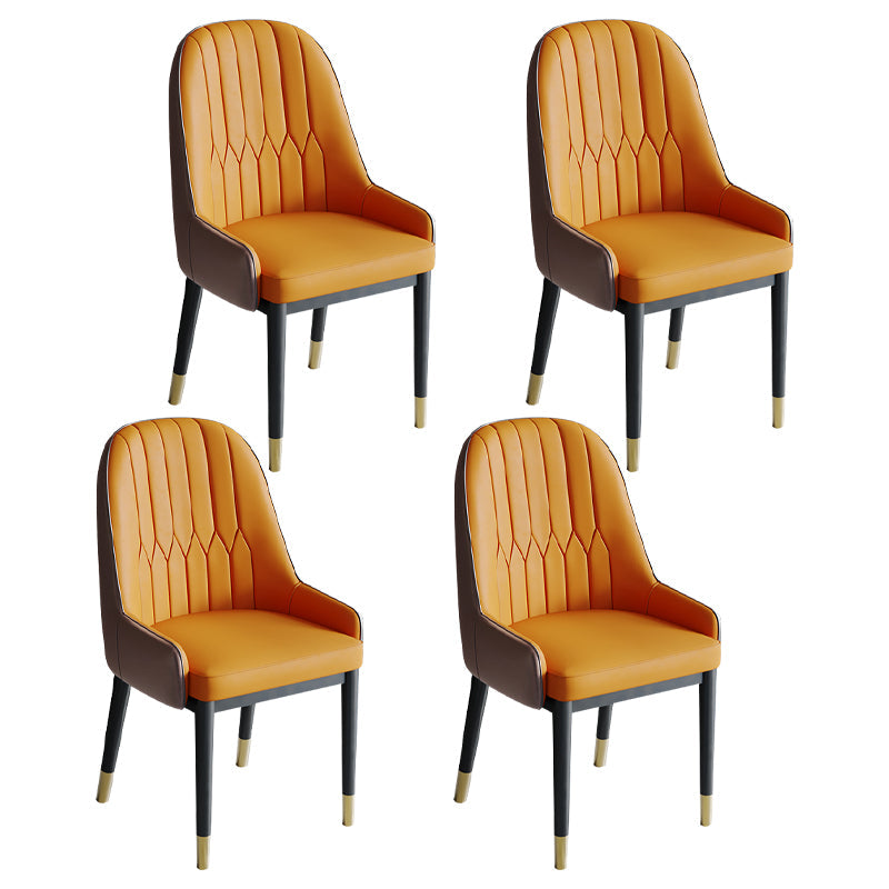 Glam Style Dining Chair Leather Parsons Side Chair for Living Room Orange 4 Piece Set Clearhalo 'Dining Chairs' 'Dining Tables & Seating' 'dining_chair' 'furn' 'furn_dining_chair' 'Furniture' 'Kitchen & Dining Furniture' 7618690