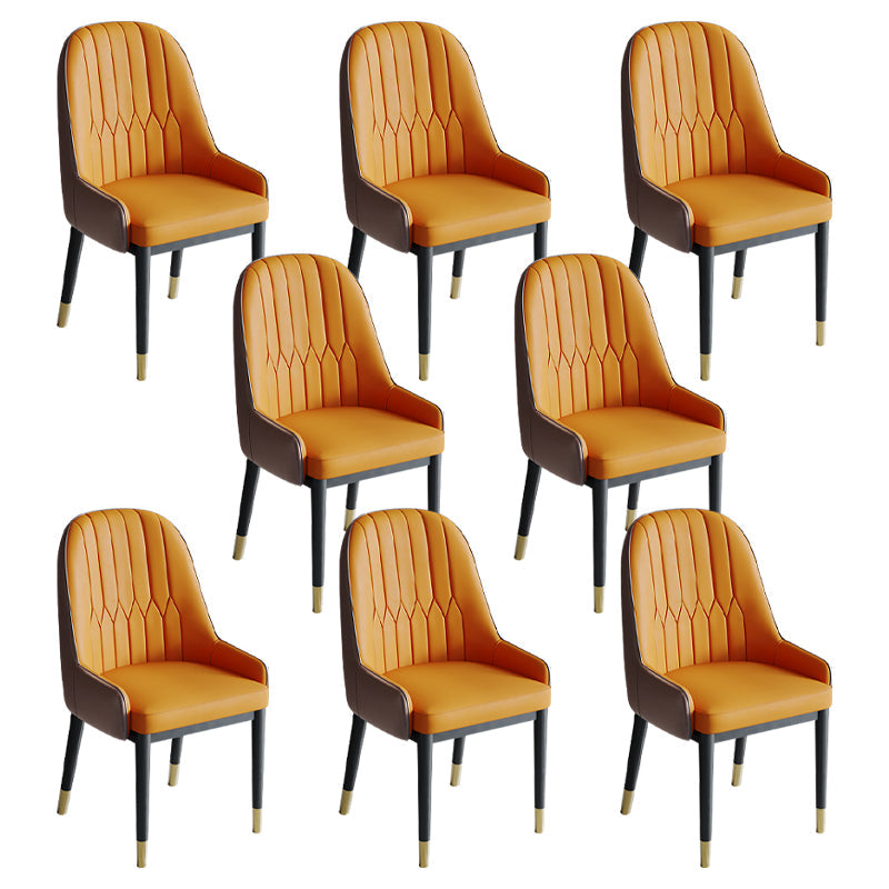 Glam Style Dining Chair Leather Parsons Side Chair for Living Room Orange 8 Piece Set Clearhalo 'Dining Chairs' 'Dining Tables & Seating' 'dining_chair' 'furn' 'furn_dining_chair' 'Furniture' 'Kitchen & Dining Furniture' 7618692