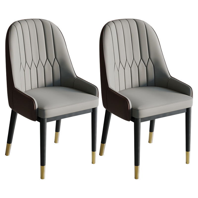 Glam Style Dining Chair Leather Parsons Side Chair for Living Room Beige 2 Piece Set Clearhalo 'Dining Chairs' 'Dining Tables & Seating' 'dining_chair' 'furn' 'furn_dining_chair' 'Furniture' 'Kitchen & Dining Furniture' 7618693