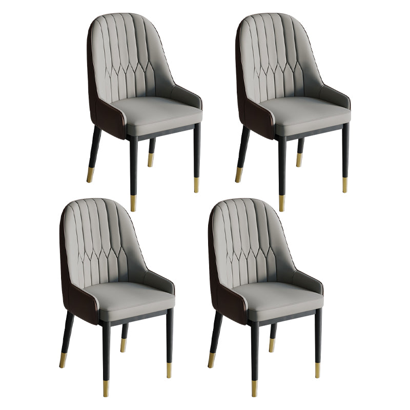 Glam Style Dining Chair Leather Parsons Side Chair for Living Room Beige 4 Piece Set Clearhalo 'Dining Chairs' 'Dining Tables & Seating' 'dining_chair' 'furn' 'furn_dining_chair' 'Furniture' 'Kitchen & Dining Furniture' 7618694