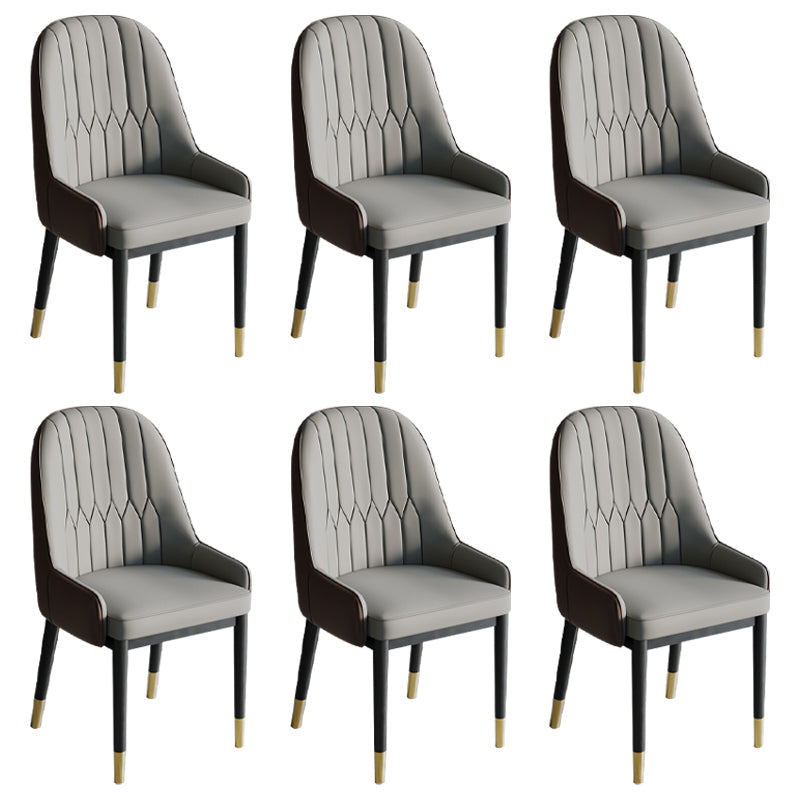 Glam Style Dining Chair Leather Parsons Side Chair for Living Room Beige 6 Piece Set Clearhalo 'Dining Chairs' 'Dining Tables & Seating' 'dining_chair' 'furn' 'furn_dining_chair' 'Furniture' 'Kitchen & Dining Furniture' 7618695