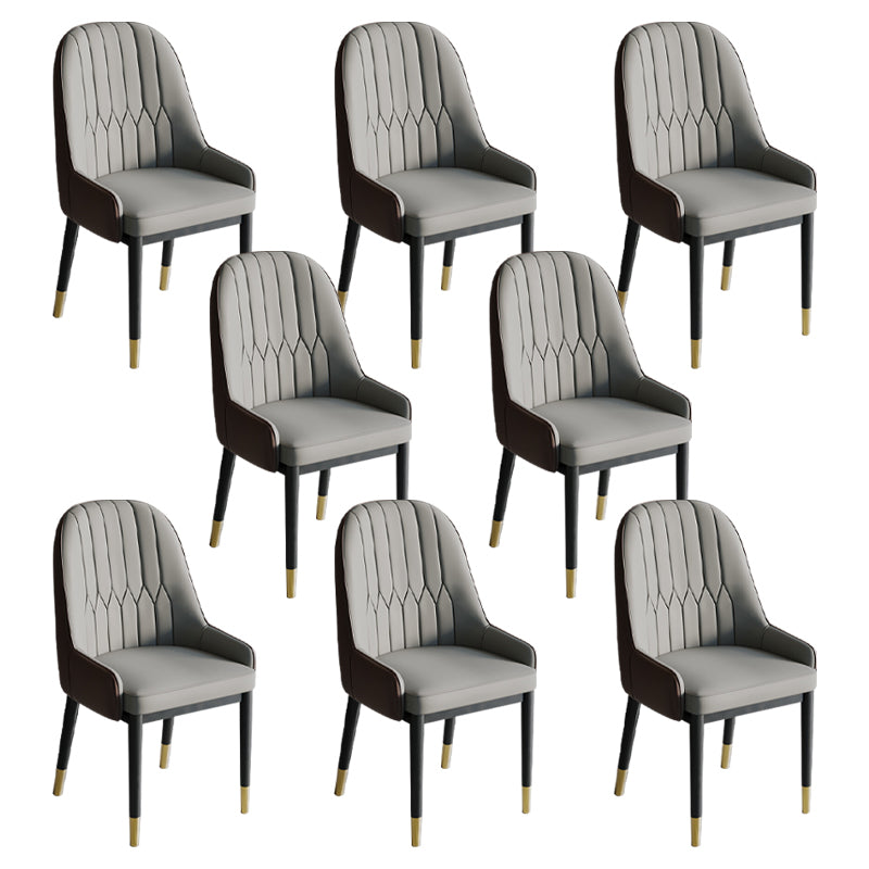 Glam Style Dining Chair Leather Parsons Side Chair for Living Room Beige 8 Piece Set Clearhalo 'Dining Chairs' 'Dining Tables & Seating' 'dining_chair' 'furn' 'furn_dining_chair' 'Furniture' 'Kitchen & Dining Furniture' 7618696