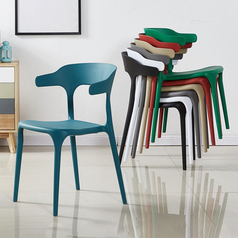 Moderne stijl eetkamerstoel plastic open achterstoel stoel voor woonkamer