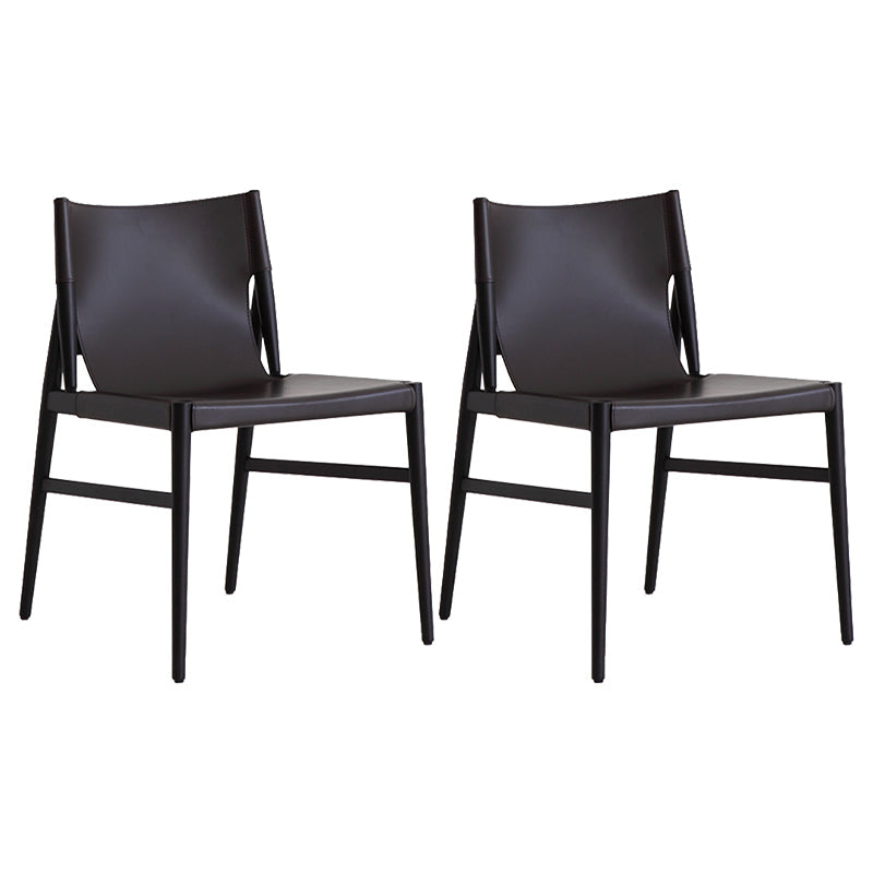 Modern Simple Side Chair Wooden Frame Kitchen Dining Chair for Home Use Black 2 Piece Set Clearhalo 'Dining Chairs' 'Dining Tables & Seating' 'dining_chair' 'furn' 'furn_dining_chair' 'Furniture' 'Kitchen & Dining Furniture' 7618830