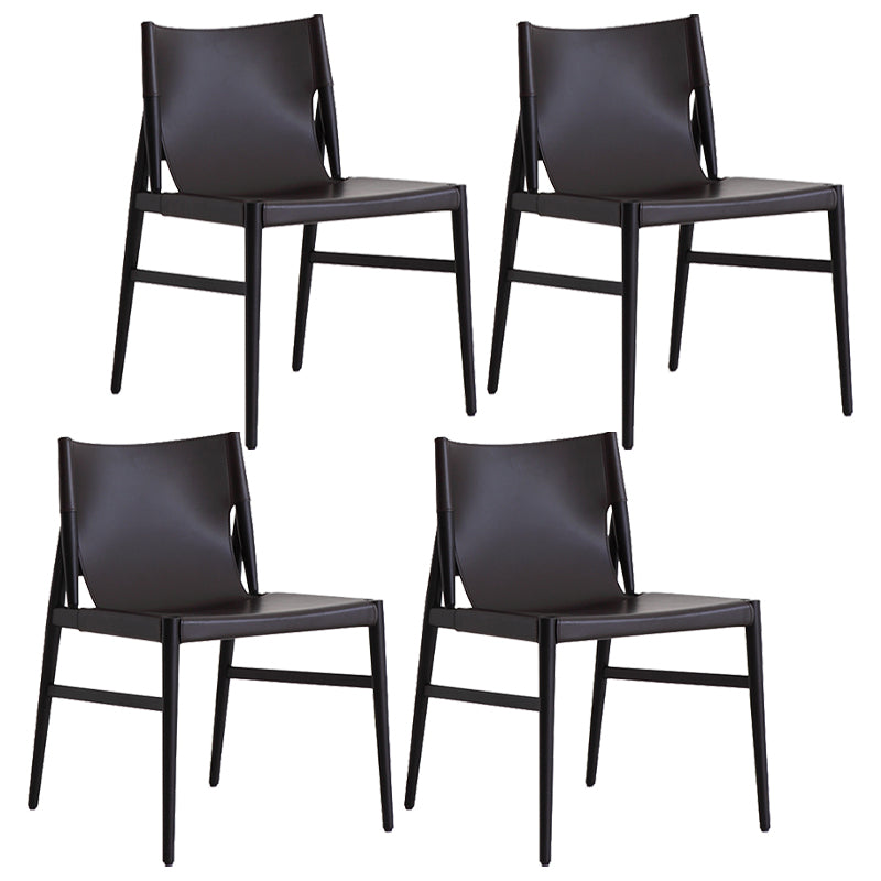Modern Simple Side Chair Wooden Frame Kitchen Dining Chair for Home Use Black 4 Piece Set Clearhalo 'Dining Chairs' 'Dining Tables & Seating' 'dining_chair' 'furn' 'furn_dining_chair' 'Furniture' 'Kitchen & Dining Furniture' 7618831