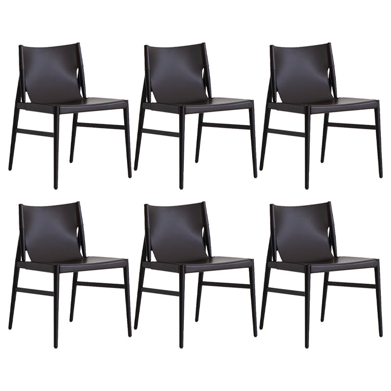 Modern Simple Side Chair Wooden Frame Kitchen Dining Chair for Home Use Black 6 Piece Set Clearhalo 'Dining Chairs' 'Dining Tables & Seating' 'dining_chair' 'furn' 'furn_dining_chair' 'Furniture' 'Kitchen & Dining Furniture' 7618833