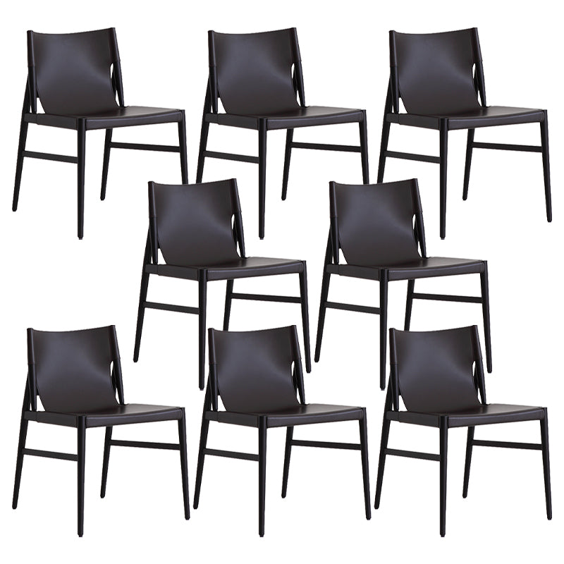 Modern Simple Side Chair Wooden Frame Kitchen Dining Chair for Home Use Black 8 Piece Set Clearhalo 'Dining Chairs' 'Dining Tables & Seating' 'dining_chair' 'furn' 'furn_dining_chair' 'Furniture' 'Kitchen & Dining Furniture' 7618836