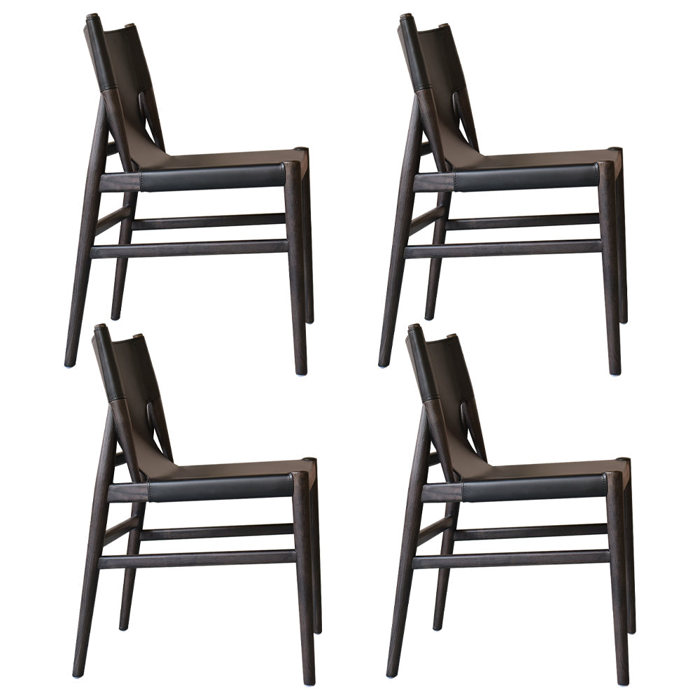 Modern Simple Side Chair Wooden Frame Kitchen Dining Chair for Home Use Matte Black 4 Piece Set Clearhalo 'Dining Chairs' 'Dining Tables & Seating' 'dining_chair' 'furn' 'furn_dining_chair' 'Furniture' 'Kitchen & Dining Furniture' 7618842