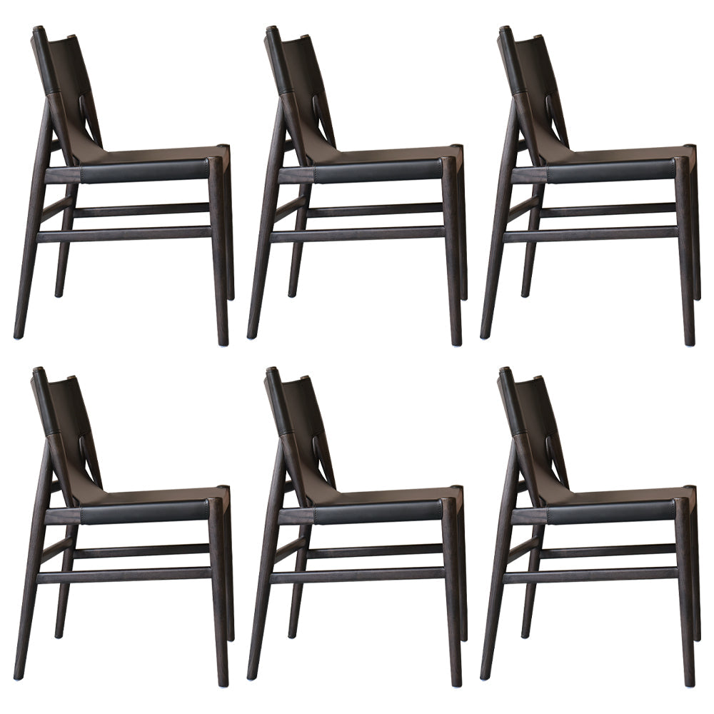 Modern Simple Side Chair Wooden Frame Kitchen Dining Chair for Home Use Matte Black 6 Piece Set Clearhalo 'Dining Chairs' 'Dining Tables & Seating' 'dining_chair' 'furn' 'furn_dining_chair' 'Furniture' 'Kitchen & Dining Furniture' 7618843