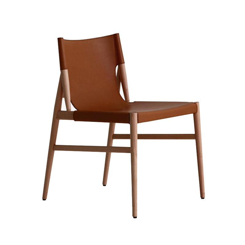 Modern Simple Side Chair Wooden Frame Kitchen Dining Chair for Home Use Brown 1 Piece Clearhalo 'Dining Chairs' 'Dining Tables & Seating' 'dining_chair' 'furn' 'furn_dining_chair' 'Furniture' 'Kitchen & Dining Furniture' 7618847
