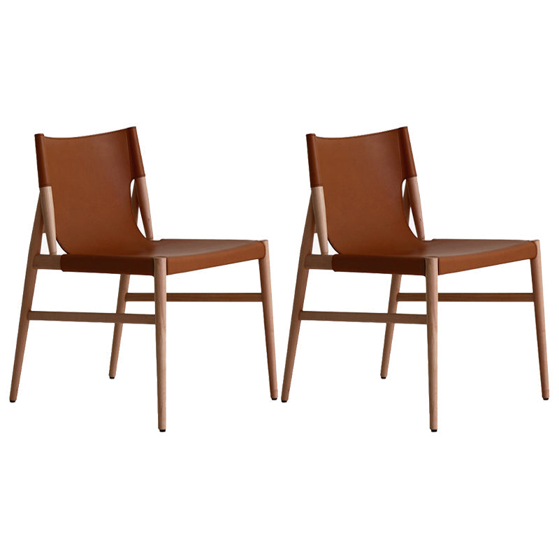 Modern Simple Side Chair Wooden Frame Kitchen Dining Chair for Home Use Brown 2 Piece Set Clearhalo 'Dining Chairs' 'Dining Tables & Seating' 'dining_chair' 'furn' 'furn_dining_chair' 'Furniture' 'Kitchen & Dining Furniture' 7618848