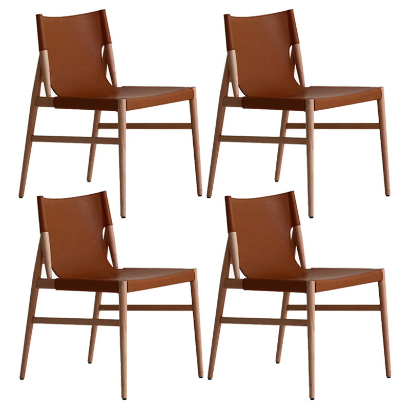 Modern Simple Side Chair Wooden Frame Kitchen Dining Chair for Home Use Brown 4 Piece Set Clearhalo 'Dining Chairs' 'Dining Tables & Seating' 'dining_chair' 'furn' 'furn_dining_chair' 'Furniture' 'Kitchen & Dining Furniture' 7618849