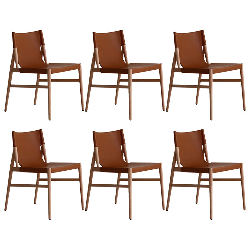 Modern Simple Side Chair Wooden Frame Kitchen Dining Chair for Home Use Brown 6 Piece Set Clearhalo 'Dining Chairs' 'Dining Tables & Seating' 'dining_chair' 'furn' 'furn_dining_chair' 'Furniture' 'Kitchen & Dining Furniture' 7618850