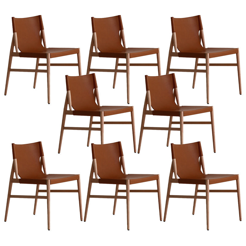 Modern Simple Side Chair Wooden Frame Kitchen Dining Chair for Home Use Brown 8 Piece Set Clearhalo 'Dining Chairs' 'Dining Tables & Seating' 'dining_chair' 'furn' 'furn_dining_chair' 'Furniture' 'Kitchen & Dining Furniture' 7618851
