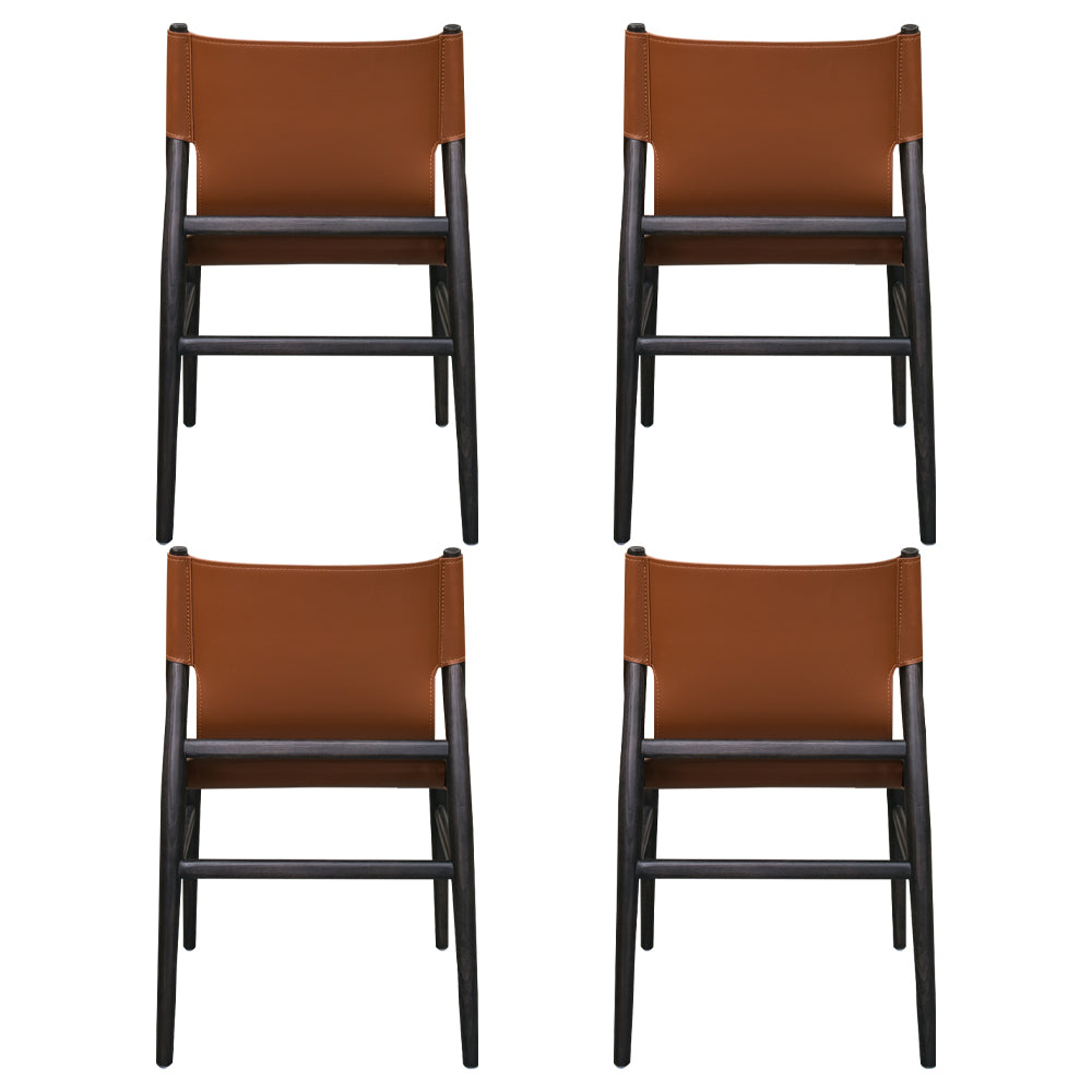 Modern Simple Side Chair Wooden Frame Kitchen Dining Chair for Home Use Black-Brown 4 Piece Set Clearhalo 'Dining Chairs' 'Dining Tables & Seating' 'dining_chair' 'furn' 'furn_dining_chair' 'Furniture' 'Kitchen & Dining Furniture' 7618854