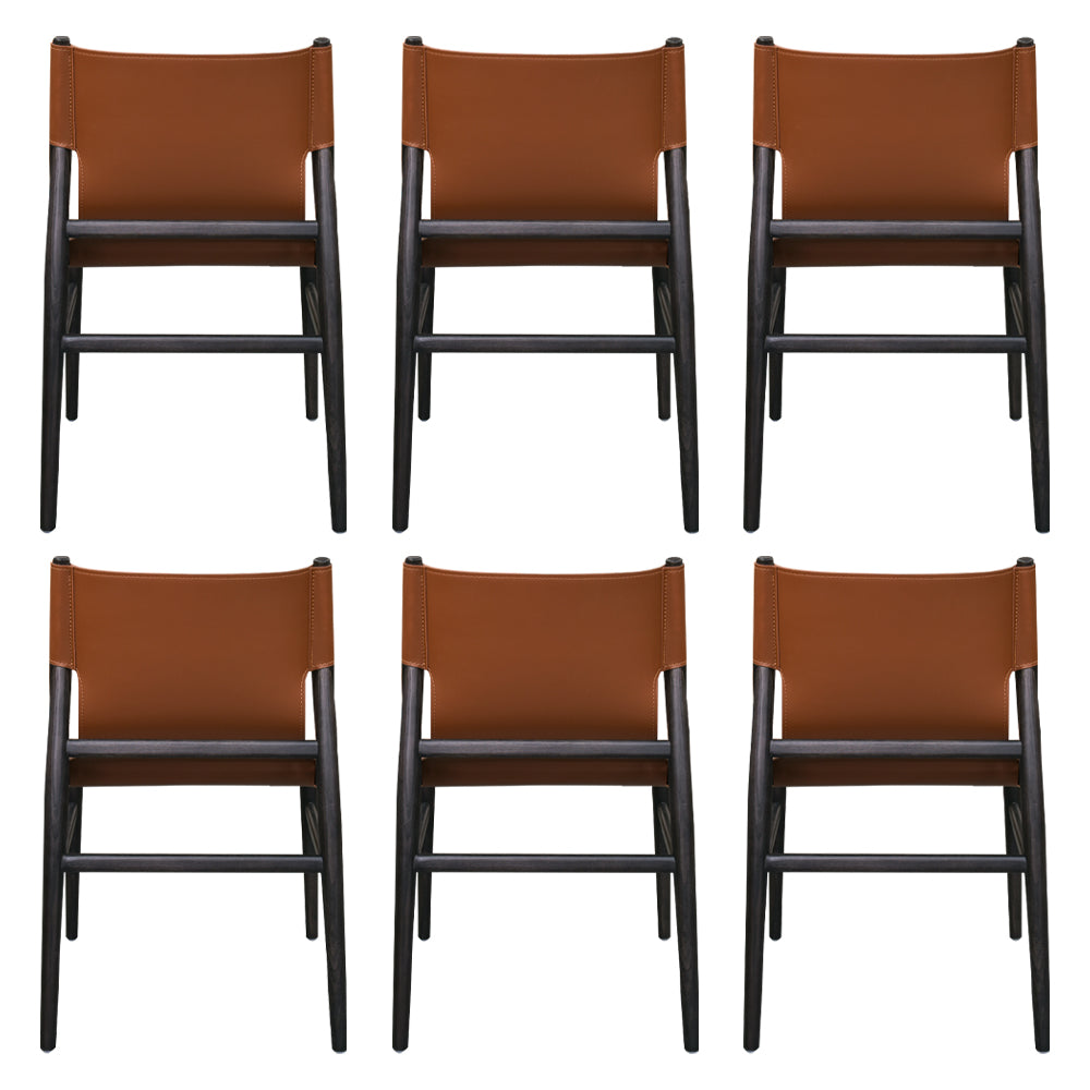 Modern Simple Side Chair Wooden Frame Kitchen Dining Chair for Home Use Black-Brown 6 Piece Set Clearhalo 'Dining Chairs' 'Dining Tables & Seating' 'dining_chair' 'furn' 'furn_dining_chair' 'Furniture' 'Kitchen & Dining Furniture' 7618855