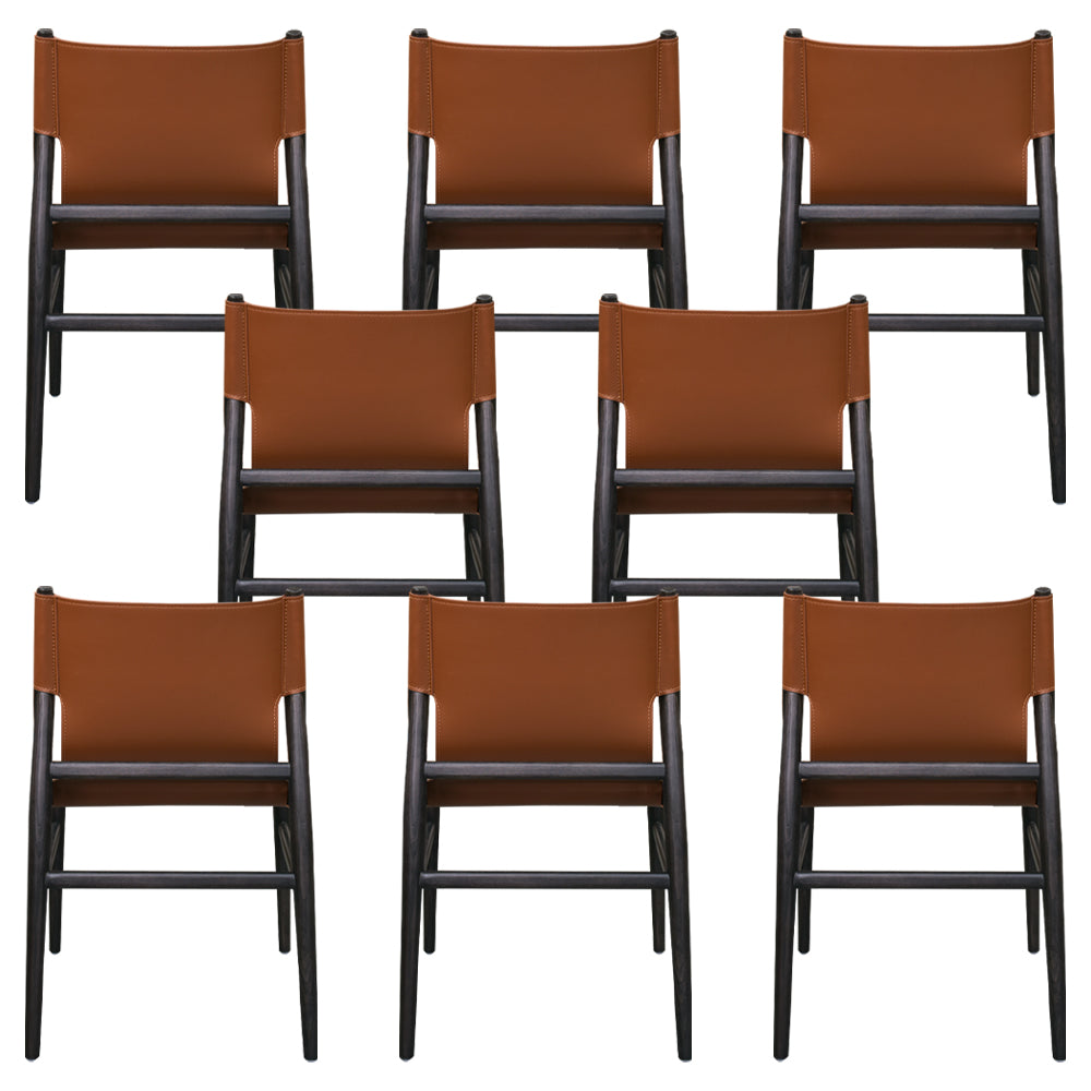 Modern Simple Side Chair Wooden Frame Kitchen Dining Chair for Home Use Black-Brown 8 Piece Set Clearhalo 'Dining Chairs' 'Dining Tables & Seating' 'dining_chair' 'furn' 'furn_dining_chair' 'Furniture' 'Kitchen & Dining Furniture' 7618856