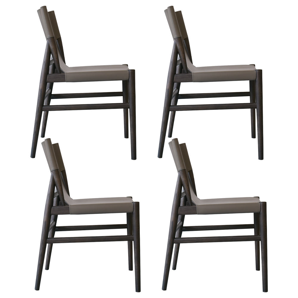 Modern Simple Side Chair Wooden Frame Kitchen Dining Chair for Home Use Black-Gray 4 Piece Set Clearhalo 'Dining Chairs' 'Dining Tables & Seating' 'dining_chair' 'furn' 'furn_dining_chair' 'Furniture' 'Kitchen & Dining Furniture' 7618859