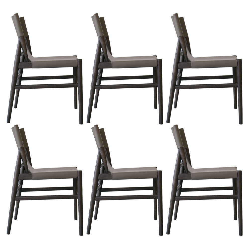 Modern Simple Side Chair Wooden Frame Kitchen Dining Chair for Home Use Black-Gray 6 Piece Set Clearhalo 'Dining Chairs' 'Dining Tables & Seating' 'dining_chair' 'furn' 'furn_dining_chair' 'Furniture' 'Kitchen & Dining Furniture' 7618860