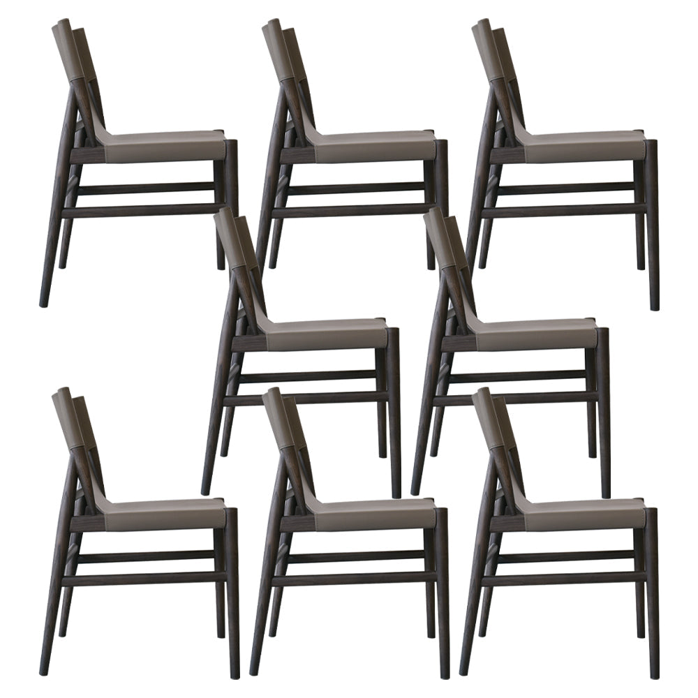 Modern Simple Side Chair Wooden Frame Kitchen Dining Chair for Home Use Black-Gray 8 Piece Set Clearhalo 'Dining Chairs' 'Dining Tables & Seating' 'dining_chair' 'furn' 'furn_dining_chair' 'Furniture' 'Kitchen & Dining Furniture' 7618861