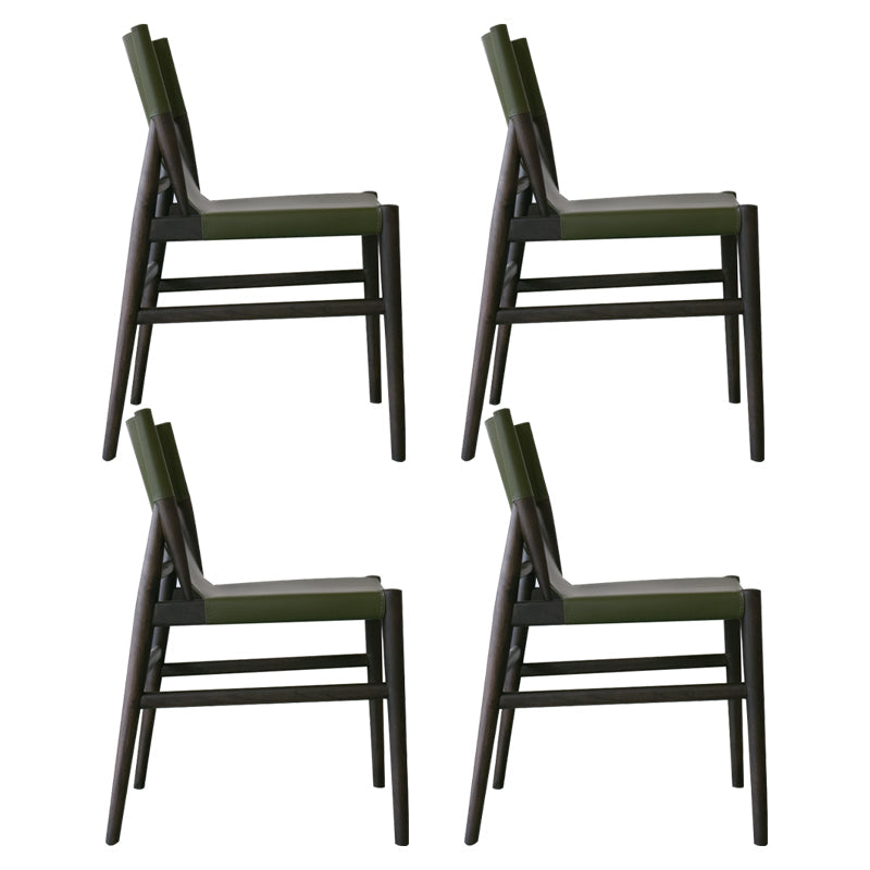 Modern Simple Side Chair Wooden Frame Kitchen Dining Chair for Home Use Black Green 4 Piece Set Clearhalo 'Dining Chairs' 'Dining Tables & Seating' 'dining_chair' 'furn' 'furn_dining_chair' 'Furniture' 'Kitchen & Dining Furniture' 7618864
