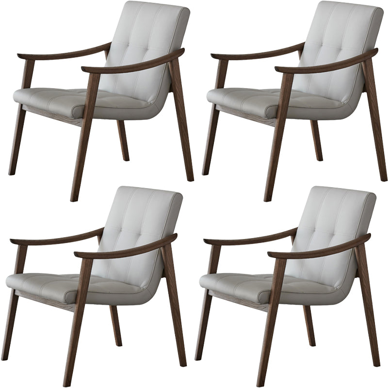 Nordic Style Solid Wood Faux Leather Arm Dining Chair in Brown for Home Nut-Brown 4 Piece Set Clearhalo 'Dining Chairs' 'Dining Tables & Seating' 'dining_chair' 'furn' 'furn_dining_chair' 'Furniture' 'Kitchen & Dining Furniture' 7618872