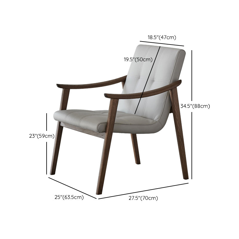 Nordic Style Solid Wood Faux Leather Arm Dining Chair in Brown for Home Clearhalo 'Dining Chairs' 'Dining Tables & Seating' 'dining_chair' 'furn' 'furn_dining_chair' 'Furniture' 'Kitchen & Dining Furniture' 7618883