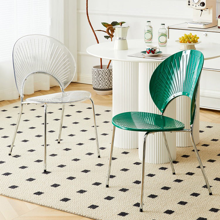 Chaise de salle à manger sans bras en plastique de style nordique pour salle à manger, 17,7 pouces
