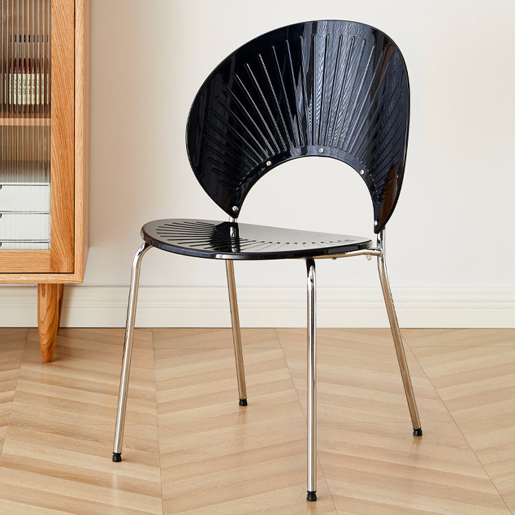 Chaise de salle à manger sans bras en plastique de style nordique pour salle à manger, 17,7 pouces