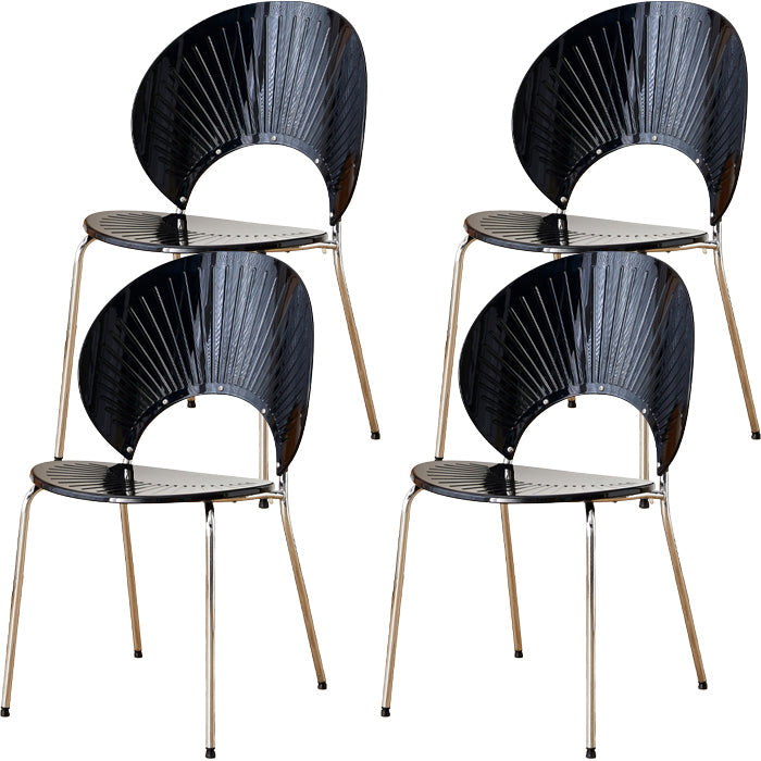 Chaise de salle à manger sans bras en plastique de style nordique pour salle à manger, 17,7 pouces