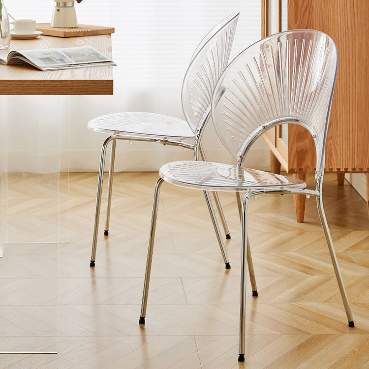 Chaise de salle à manger sans bras en plastique de style nordique pour salle à manger, 17,7 pouces