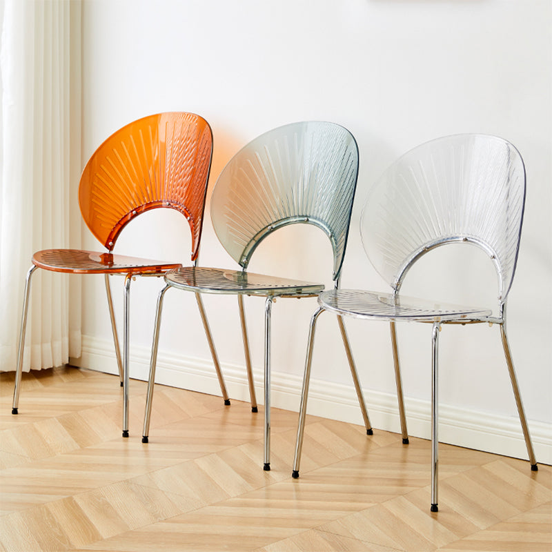 Chaise de salle à manger sans bras en plastique de style nordique pour salle à manger, 17,7 pouces