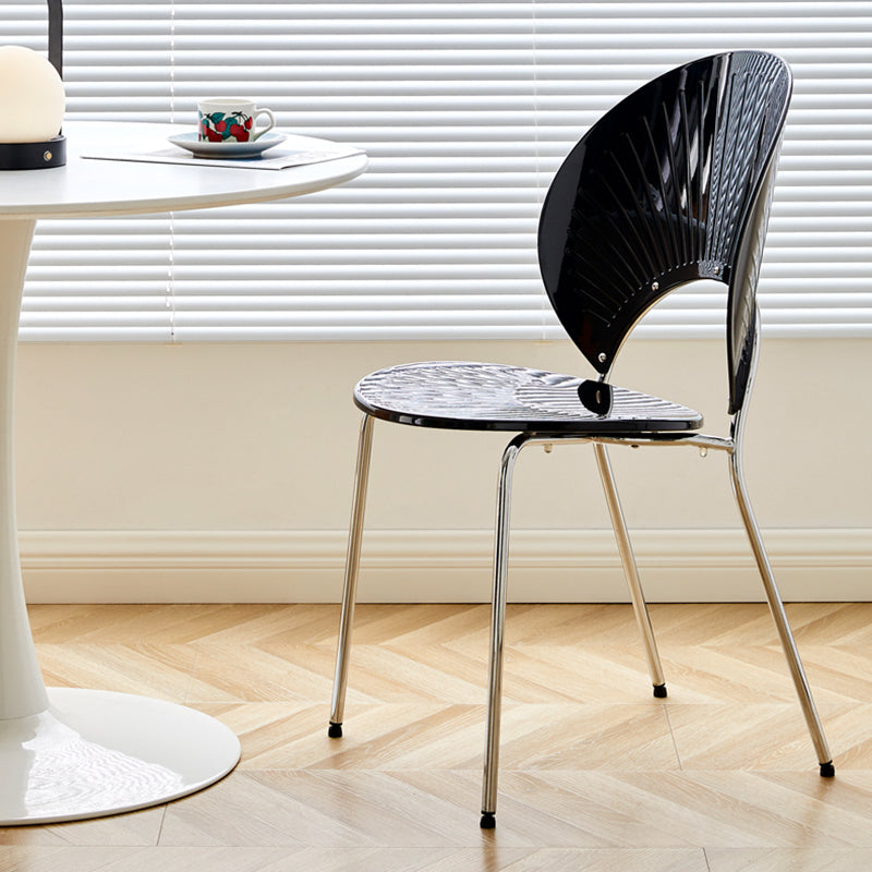 Chaise de salle à manger sans bras en plastique de style nordique pour salle à manger, 17,7 pouces