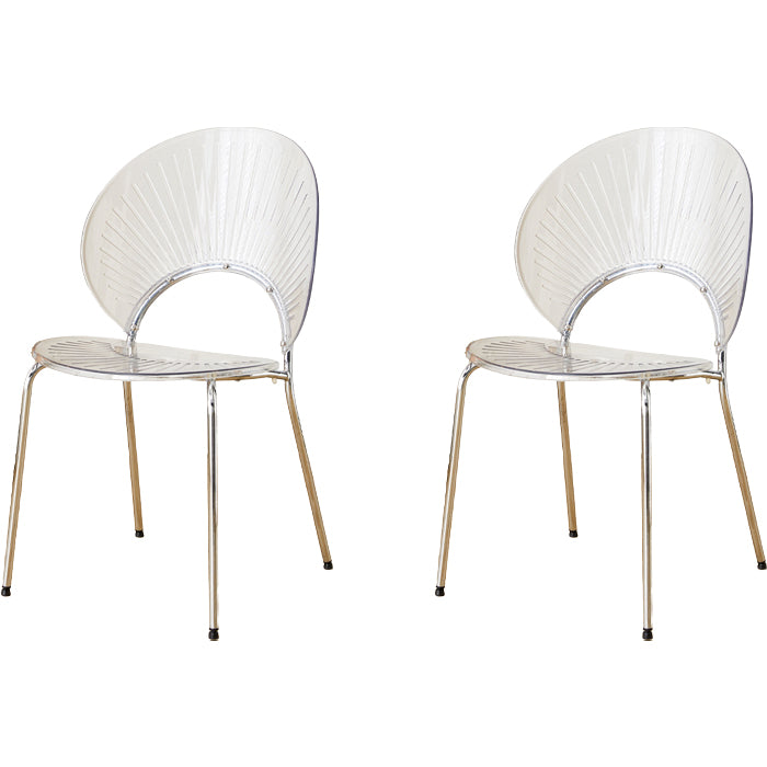 Chaise de salle à manger sans bras en plastique de style nordique pour salle à manger, 17,7 pouces