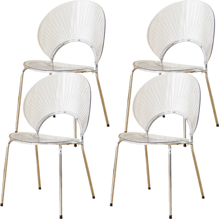 Chaise de salle à manger sans bras en plastique de style nordique pour salle à manger, 17,7 pouces