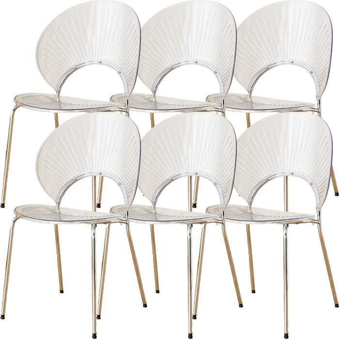 Chaise de salle à manger sans bras en plastique de style nordique pour salle à manger, 17,7 pouces