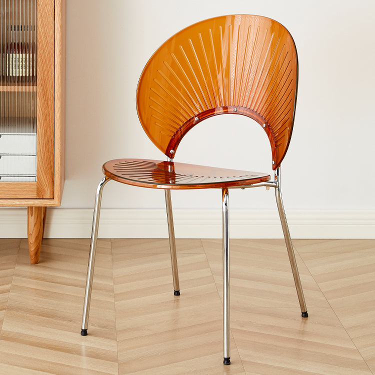 Chaise de salle à manger sans bras en plastique de style nordique pour salle à manger, 17,7 pouces