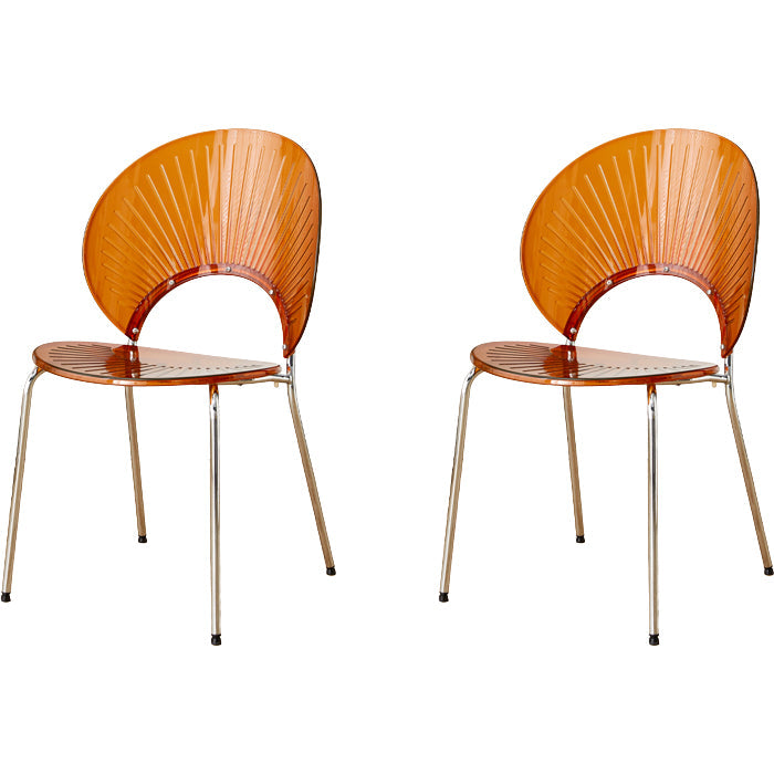 Chaise de salle à manger sans bras en plastique de style nordique pour salle à manger, 17,7 pouces